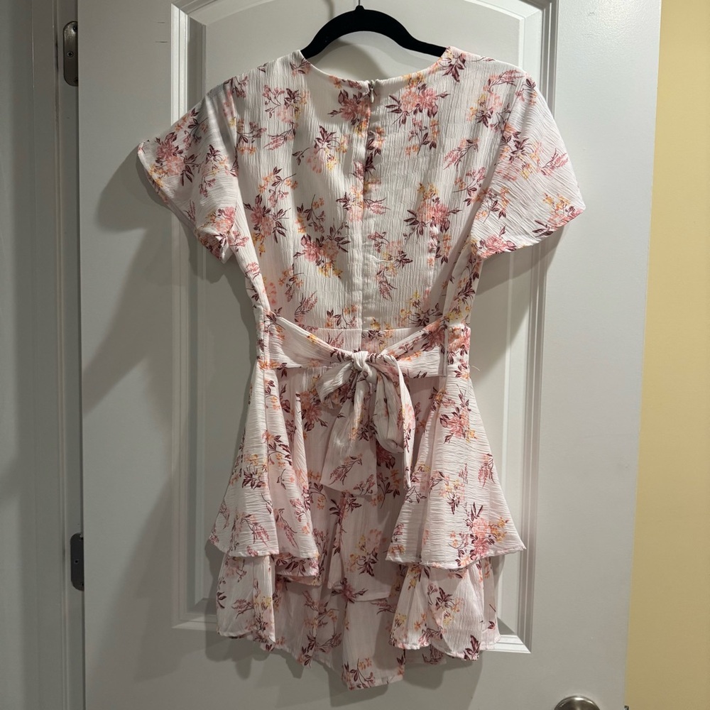 Altar'd State Floral Ruffle Jumpsuit - Pink and White - Picture 3 of 3